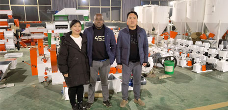 Customers, from Mozambique, visit our factory for animal feed production equipment