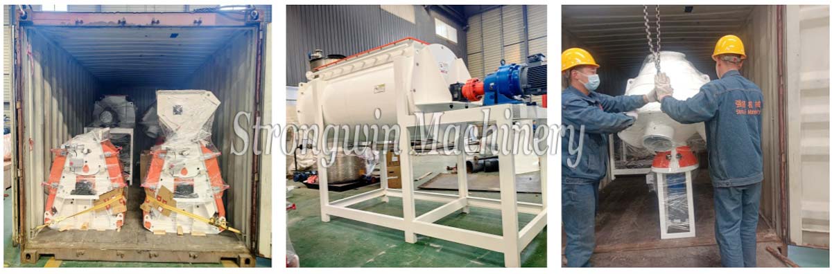 Animal Feed Crushing and Mixing Manufacturing Machines packing and shipping to Chile