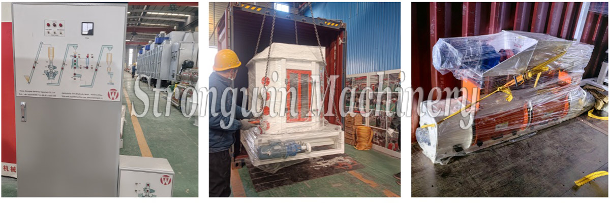 SZLH250 Animal Feed Pellet Machine and Cooling System packing and shipping to Peru