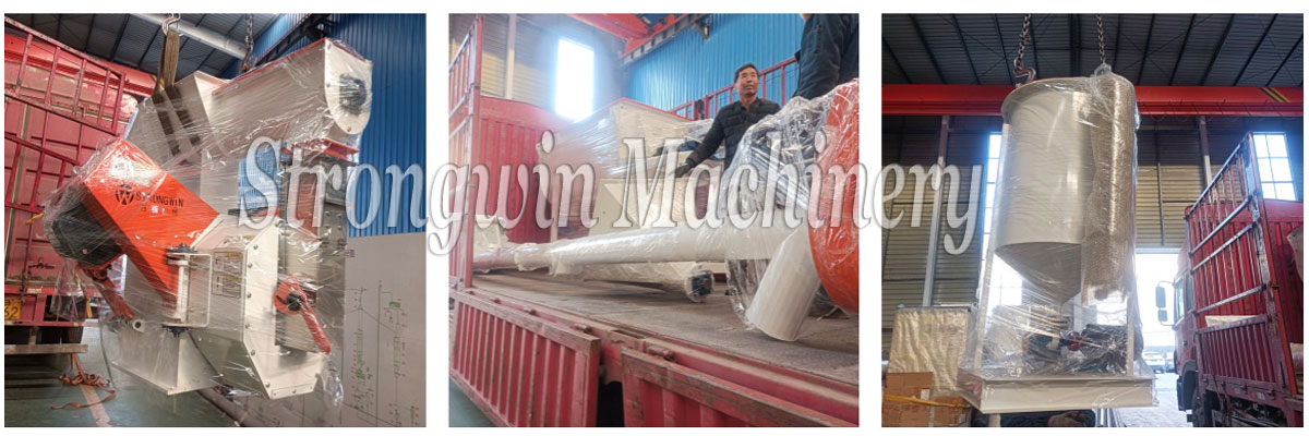 SZLH250 chicken feed pellet production plant packing and shipping to Hebei province, China