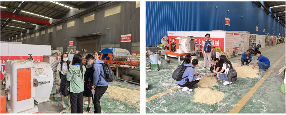 Customers from Vietnam visits our factory for cat litter pellet equipments  