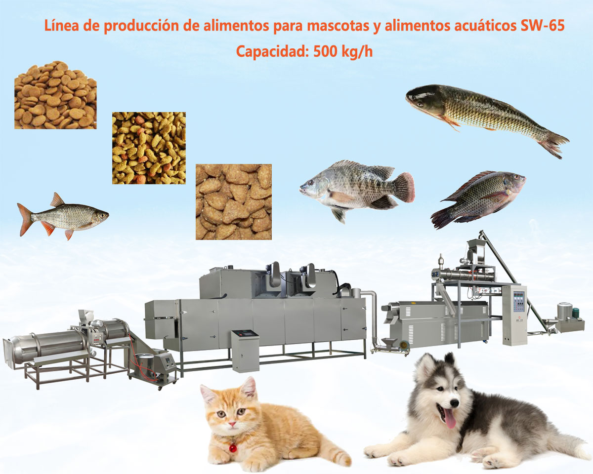 Línea de producción de alimentos para mascotas y alimentos acuáticos 